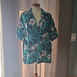 Tropical Floral Button Down Shirt for Women